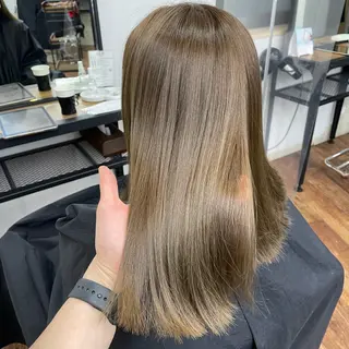 セミロング シャドウパーマ 曲がる縮毛矯正のヘアスタイル