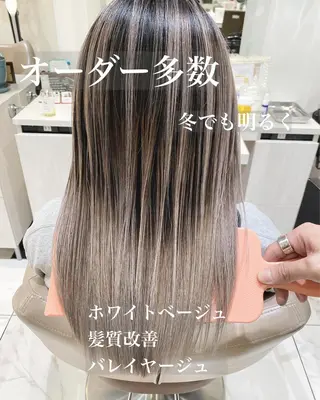 セミロング カラー 山崎俊輔/髪質改善 /バレイヤージュのヘアスタイル