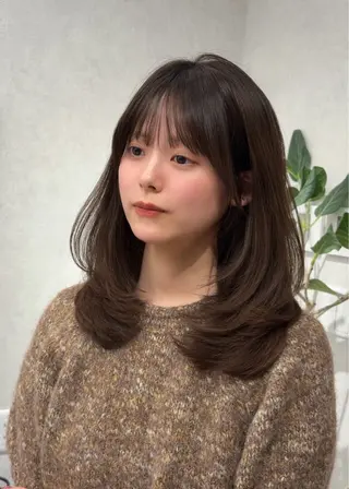 セミロング 結べるレイヤーカット /カラー/あさかのヘアスタイル