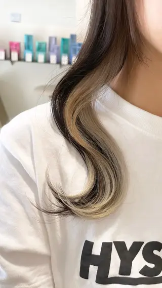 セミロング カラー 福田千尋/インナー カラー/縮毛矯正のヘアスタイル