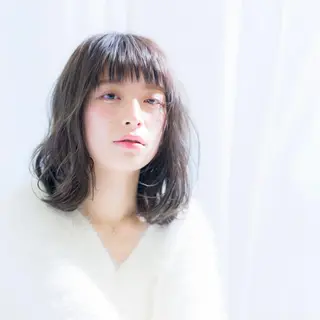 ミディアム カラー パーマ 🪐脱白髪染め 🪐松尾菜々美のヘアスタイル