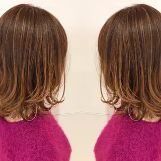 ミディアム カラー 貝通丸 朱里のヘアスタイル