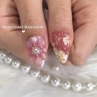 ネイル リボン、ガーリー パーツ放題専門店のネイルデザイン