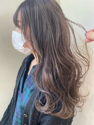 ロング カラー nishido ハイライト/パーマのヘアスタイル