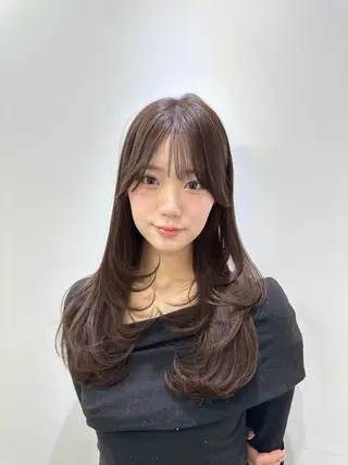 ロング カラー ミディアムレイヤー 添田晃基のヘアスタイル