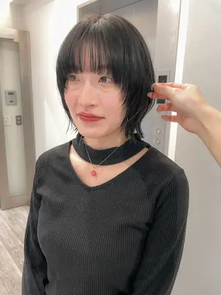 ミディアム 抜け感ボブ×パーマ ｜kazaneのヘアスタイル