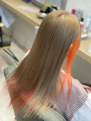 セミロング カラー ヘアアレンジ マツエク・マツパ 髪質改善×ハイトーン 中田啄也のヘアスタイル