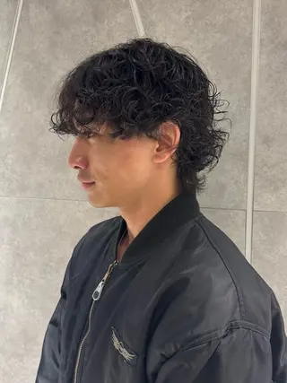 ミディアム パーマ メンズ けー すけのヘアスタイル