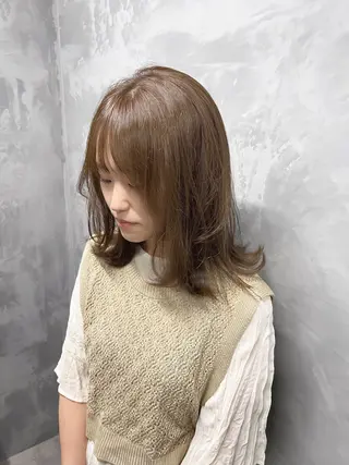 ミディアム カラー パーマ ヘアアレンジ キッズ ネイル マツエク・マツパ アイブロウ newi ナカノのヘアスタイル