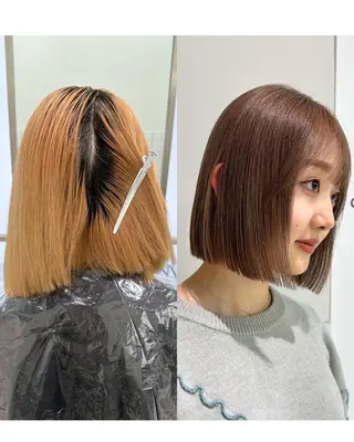 カラー iroha半個室 大阪/ボブ/縮毛矯正のヘアスタイル