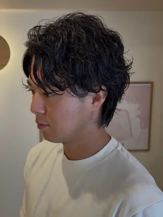ミディアム パーマ メンズ ツイスパ/波巻き 鈴木教介👯‍♀️のヘアスタイル