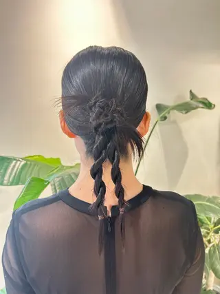 ミディアム ヘアアレンジ ハイトーン/エクステ /🎀YUINA🎀のヘアスタイル