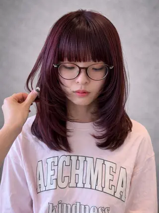 ミディアム 💞暖色艶カラー/ ホウツキカナ🍒のヘアスタイル