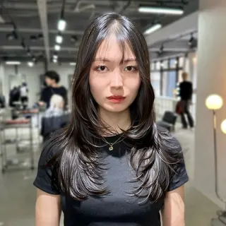 セミロング 艶髪カラー/レイヤ ー支持No.1renのヘアスタイル