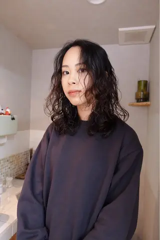 ロング パーマ nishido ハイライト/パーマのヘアスタイル