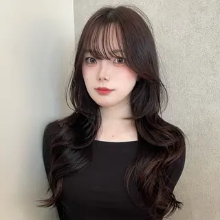 ロング ハッシュカット🖤✨ 顔周り/韓国ヘアのヘアスタイル