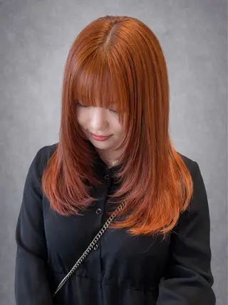 セミロング 💞暖色艶カラー/ ホウツキカナ🍒のヘアスタイル