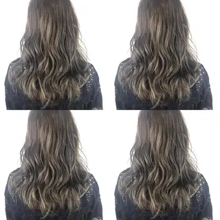 セミロング カラー 韓国レイヤーカット/ ダブルカラーのヘアスタイル