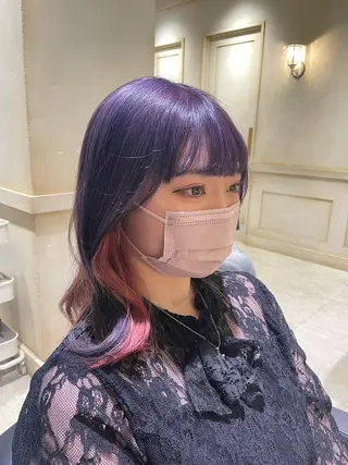 セミロング カラー 🌷ピンク/韓国風 暖色カラー ゆい🌷のヘアスタイル