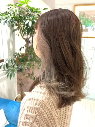 セミロング カラー パーマ ヘアアレンジ 🌈インナーカラー ‘ショウマ’🌈のヘアスタイル