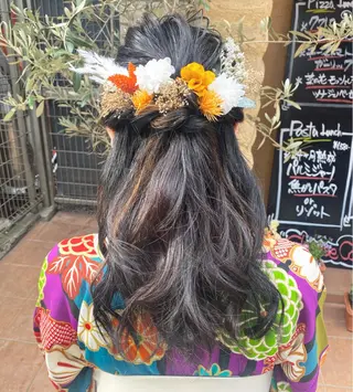 ロング ヘアアレンジ Aya　ブリーチなし 🌱　ダブルカラーのヘアスタイル