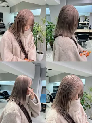 ミディアム カラー ハイトーンボブ 前田 表参道　グレージュのヘアスタイル