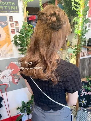 セミロング カラー ヘアアレンジ カラーパティシエ facce🌼ikoのヘアスタイル