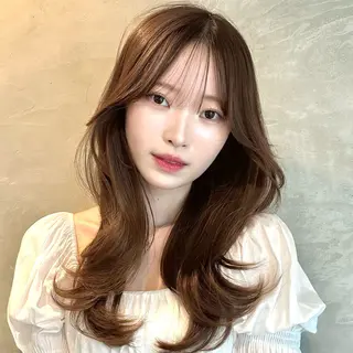 ロング 🌹ハッシュカット、 レイヤー韓国ヘア🌹のヘアスタイル