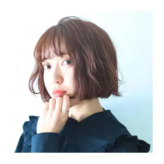ミディアム カラー パーマ ヘアアレンジ ゆさこのか ダブルカラー／縮毛のヘアスタイル