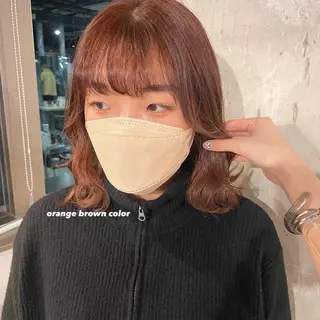 ミディアム カラー パーマ ヘアアレンジ メンズ キッズ ネイル マツエク・マツパ アイブロウ 透明感カラー・レイヤ ー🎀amika🎀のヘアスタイル