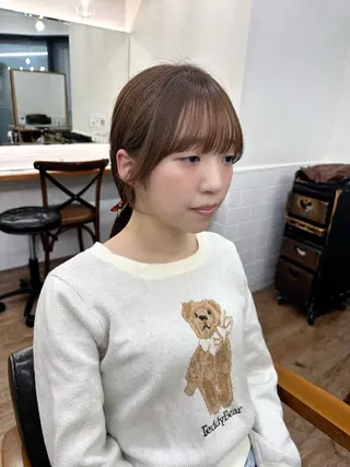 ミディアム カラー パーマ ヘアアレンジ メンズ キッズ レイヤーカット 🌿透け感カラーのヘアスタイル