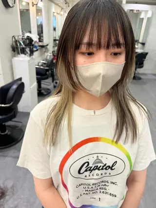 ロング カラー パーマ ヘアアレンジ メンズ キッズ ネイル マツエク・マツパ アイブロウ ウルフレイヤーカット /チヒロのヘアスタイル