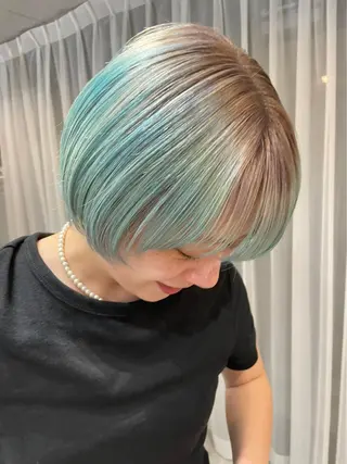 ショート カラー パーマ ヘアアレンジ ハイトーン/透け感 カラー🎀真香のヘアスタイル