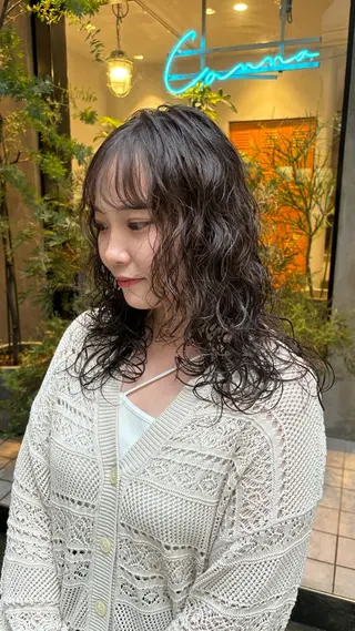 ミディアム カラー パーマ ヘアアレンジ 🌀パーマ レイヤー ボブ/marinoのヘアスタイル
