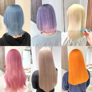 セミロング カラー ヘアアレンジ 💕上野美容師☁ ブリーチ💖サワのヘアスタイル