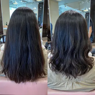 セミロング パーマ 顔まわりカット🌟 くびれヘア/寺門遥輝のヘアスタイル