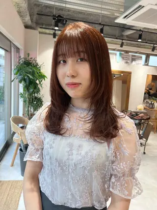 セミロング カラー 🌟小顔カット🌟 レイヤーカットボブのヘアスタイル