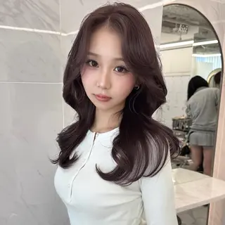 セミロング カラー ヘアアレンジ kana 栄美容師/韓国ヘアのヘアスタイル