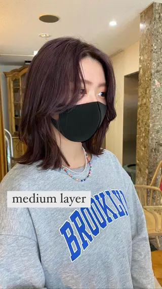 ミディアム カラー Pia ツボイ ケイタのヘアスタイル