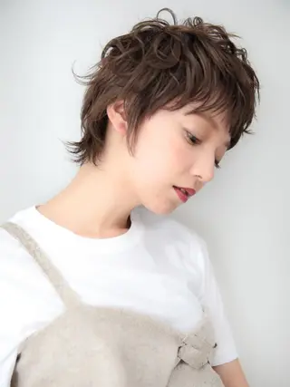 ショート カラー パーマ レイヤーカット✂️ 横浜No1♡下鳥翔子のヘアスタイル