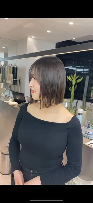 ショート カラー レイヤーボブ縮毛矯正 韓国RINAのヘアスタイル