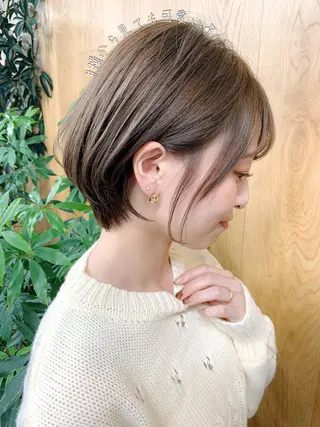 ショート カラー パーマ 大人かわいい💍🤍 ボブ/ショートボブのヘアスタイル