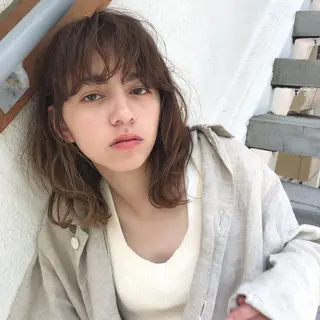 ミディアム カラー ヘアアレンジ 早瀬裕之 パーマのヘアスタイル