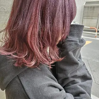 ミディアム カラー 谷 結奈のヘアスタイル