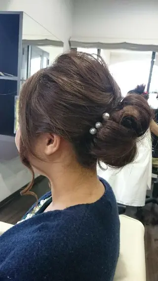 セミロング ヘアアレンジ カラー パーマ Add9 柳田健登のヘアスタイル