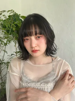 セミロング カラー パーマ 髪質改善カラー/ レイヤー/望月うららのヘアスタイル