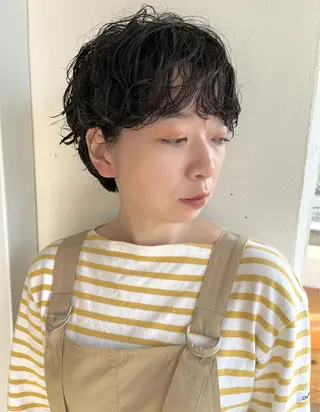 ショート パーマ 🌿似合わせ透明感 カラー松本朋幸🌿のヘアスタイル