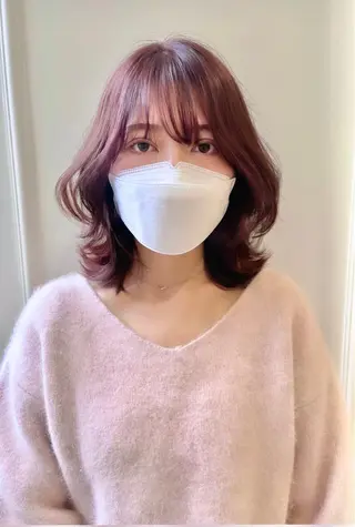 ミディアム カラー 韓国レイヤーカット/ ダブルカラーのヘアスタイル