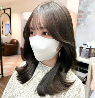 セミロング カラー 顔周り/くびれヘア 韓国ヘア💕風間るなのヘアスタイル