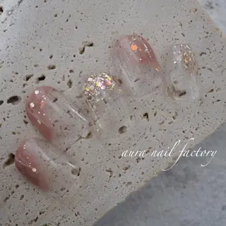 ショート カラー ネイル 赤羽 aura 深爪を断らない✨のネイルデザイン